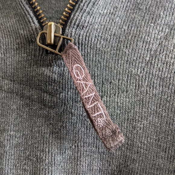 GANT gray 1/4 zip college logo knit sweatshirt - Picture 2 of 8